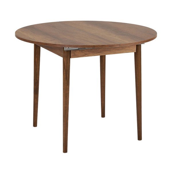 Kulatý rozkládací jídelní stůl s přídavnou deskou v dekoru ořechu ø 100 cm Viona – Kalune Design