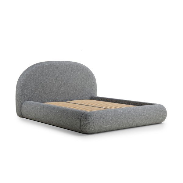 Šedá čalouněná dvoulůžková postel s úložným prostorem s roštem 160x200 cm Maumere – Maison de Rêve