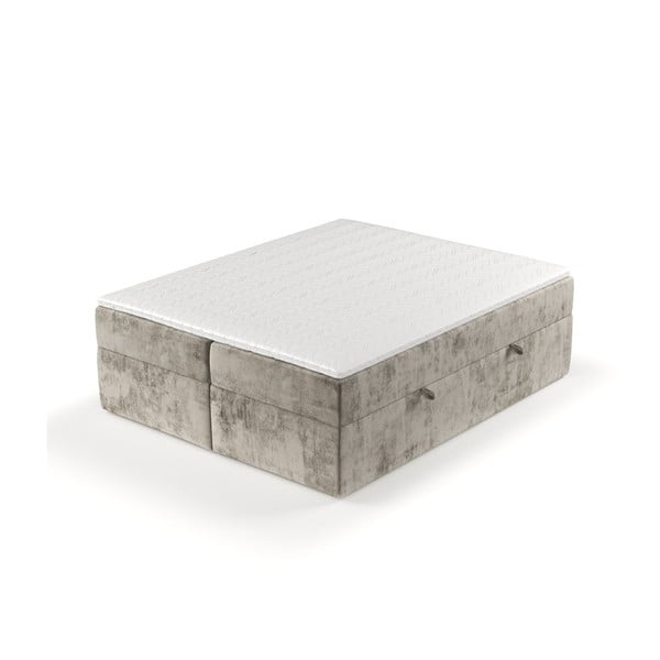 Světle hnědá boxspring postel s úložným prostorem 160x200 cm Yoko – Maison de Rêve