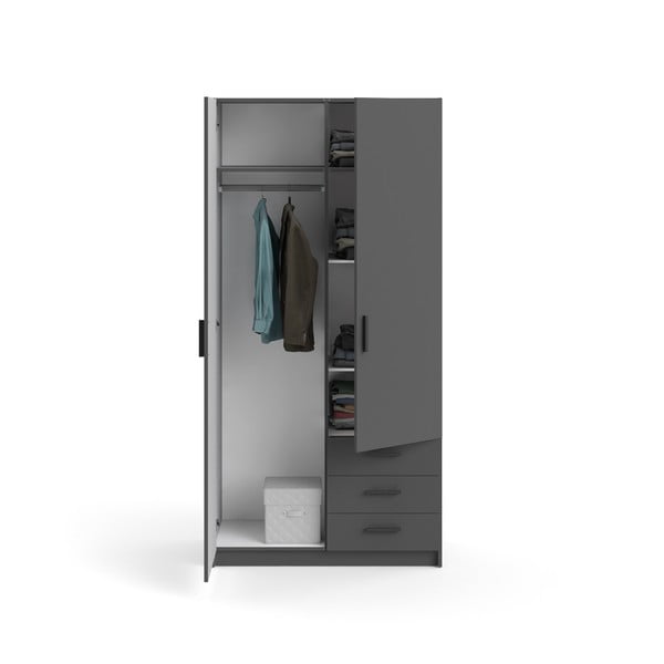 Tmavě šedá šatní skříň 99x200 cm Sprint – Tvilum-image-2