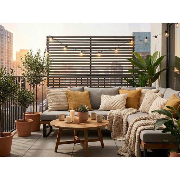 Dřevěná balkonová zástěna v přírodní barvě 153x185 cm – Hartman-image-1