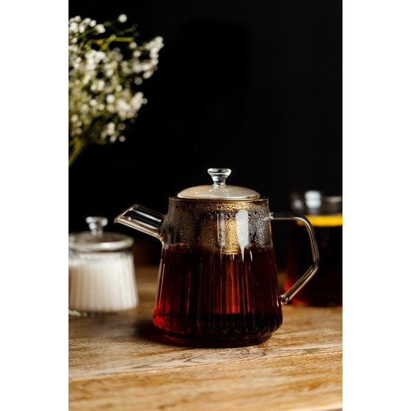 Skleněná konvice na čaj se sítkem ve zlaté barvě 900 ml Mia – Vialli Design-image-2