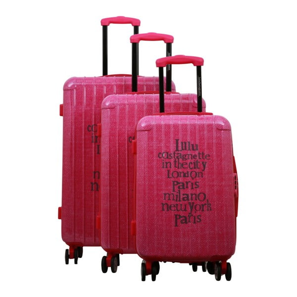 Sada 3 tmavě růžových kufrů LULU CASTAGNETTE Dave