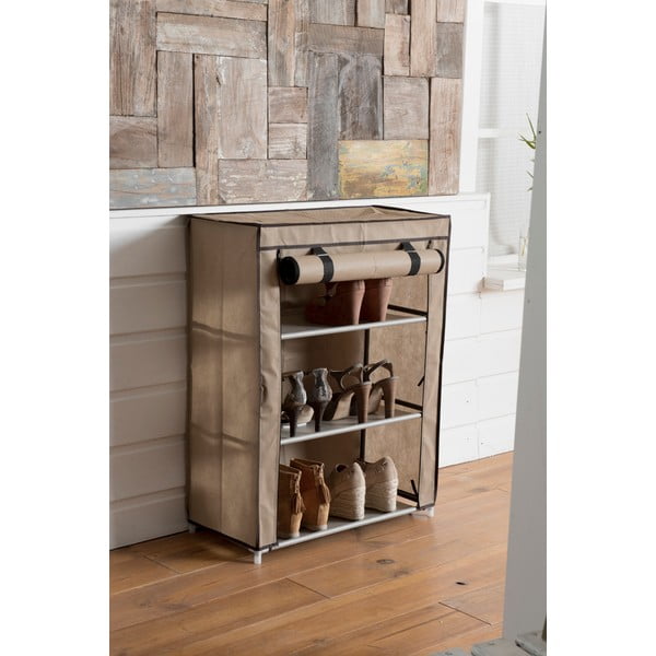 Béžový textilní třípatrový botník Compactor Shoes-image-1