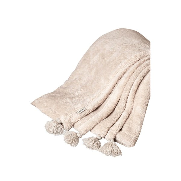 Světle hnědý přehoz z mikroplyše 200x220 cm Puffy – Mijolnir