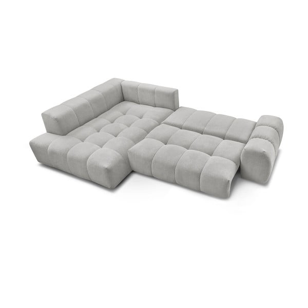 Světle šedá žinylková rozkládací/s úložným prostorem rohová pohovka (levý roh/do L) Everest – Bobochic Paris-image-4