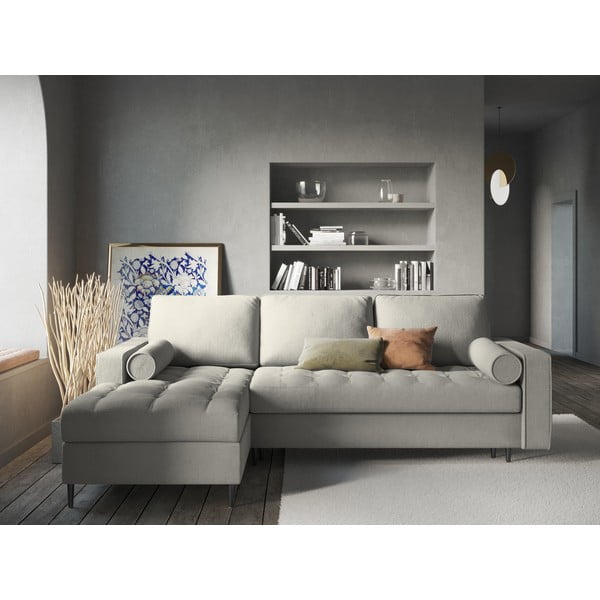 Světle šedá rozkládací rohová pohovka Milo Casa Santo, levý roh-image-1