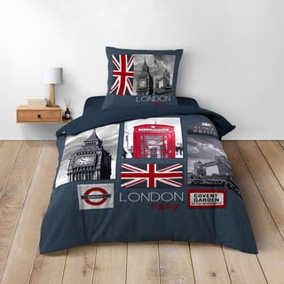 Tmavě modré bavlněné povlečení na jednolůžko 140x200 cm City London – douceur d'intérieur