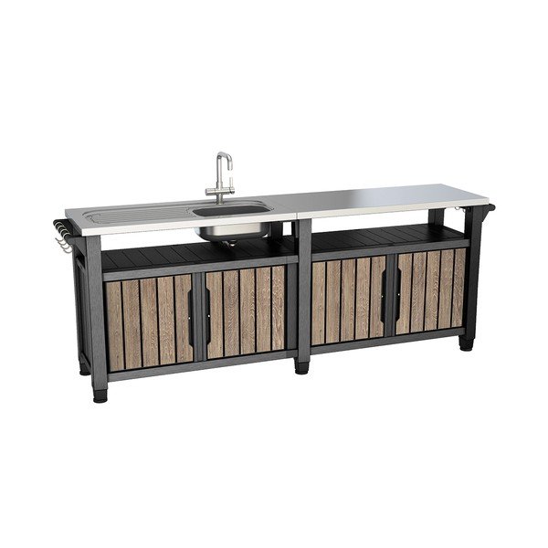 Zahradní kuchyň v dekoru jasanu 237x52 cm Unity Chef – Keter