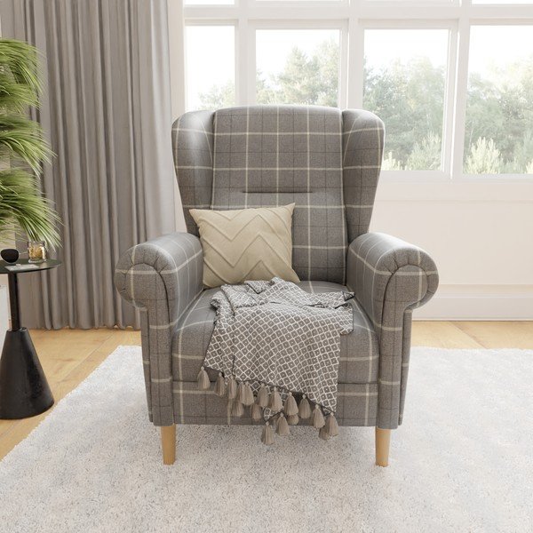 Šedé křeslo ušák Swan – Ropez-image-1