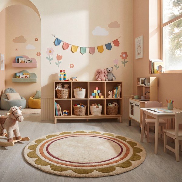 Ručně tkaný vlněný kulatý koberec v přírodní barvě ø 120 cm Lois – Flair Rugs-image-2