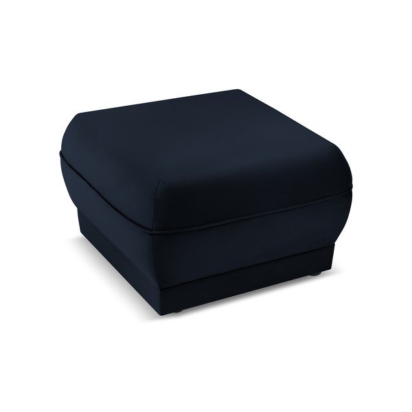 Tmavě modrý sametový taburet Lando – Micadoni Home-image-3