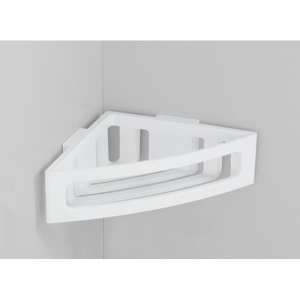 Bílá rohová samodržící plastová koupelnová polička Bralia - Wenko-image-1