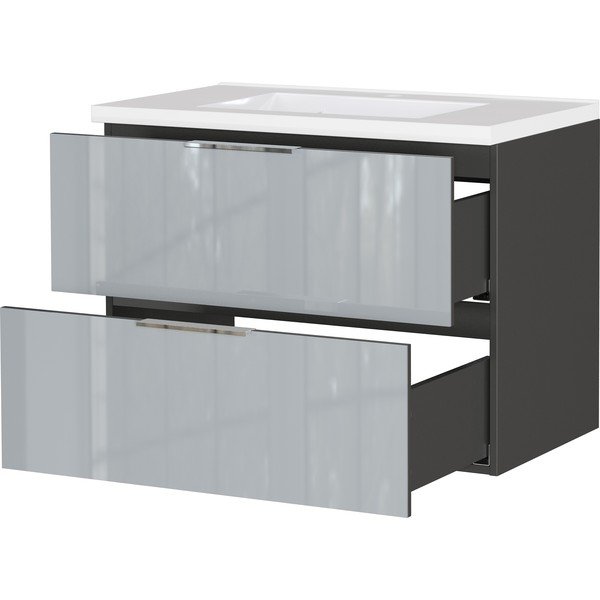 Šedá lesklá závěsná skříňka pod umyvadlo 81x61 cm Celano – Germania-image-3