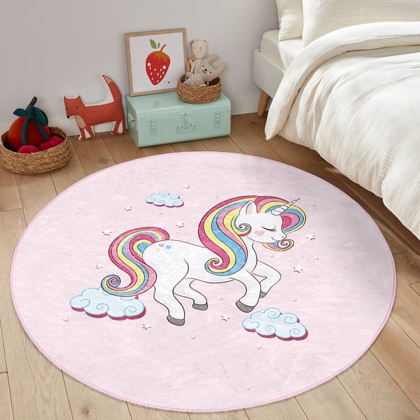 Růžový dětský koberec ø 120 cm Comfort – Mila Home-image-2