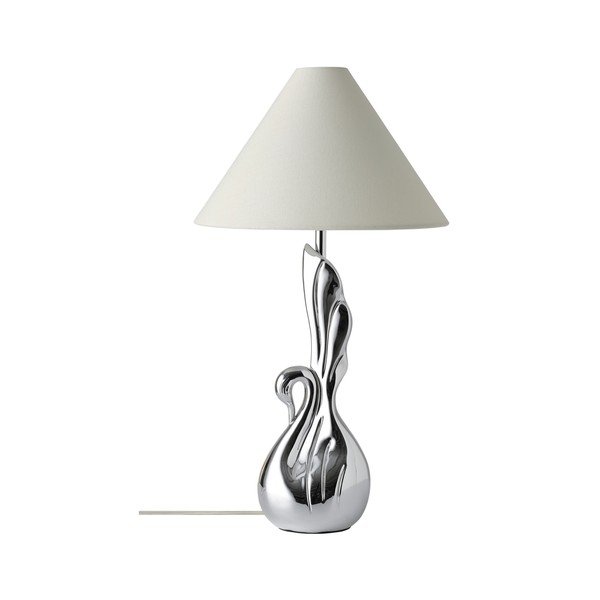 Bílá/ve stříbrné barvě stolní lampa z polyresinu (výška 53 cm) Swan – Ellos Home-image-3