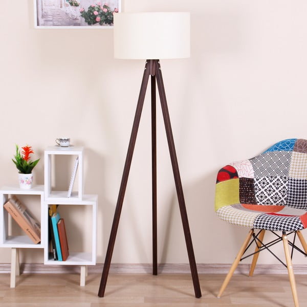 Hnědá volně stojící lampa s béžovým stínítkem Kate Louise Celina