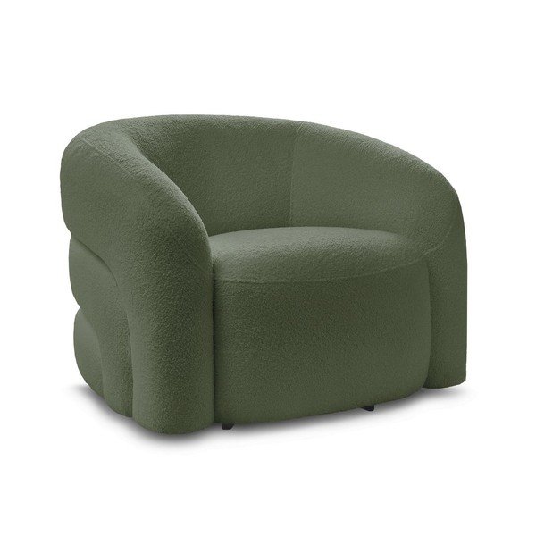 Zelené otočné křeslo z textilie bouclé Elina – Bobochic Paris