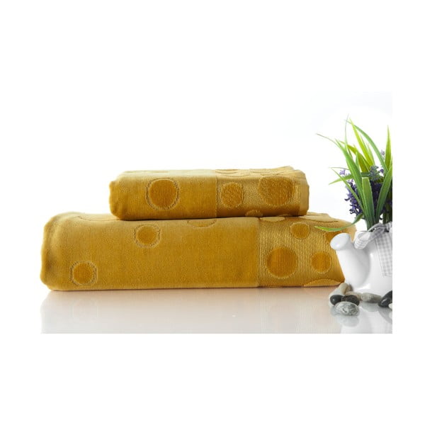 Set dvou ručníků Tropical Mustard Color, 70x140 a 50x90 cm