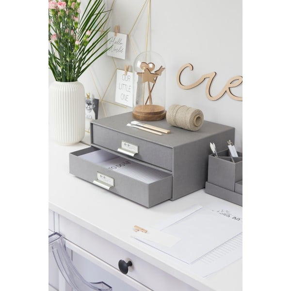 Šedý 2patrový šuplík na dokumenty Bigso Box of Sweden Birger, 33 x 22,5 cm-image-2