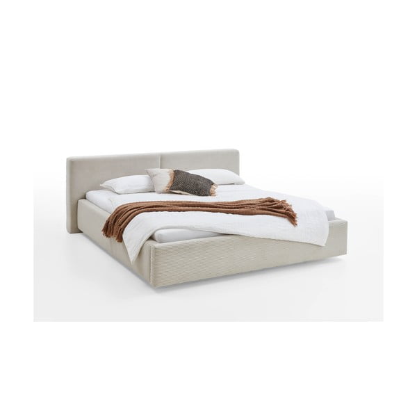 Béžová čalouněná dvoulůžková postel bez roštu 160x200 cm Cube – Meise Möbel-image-4