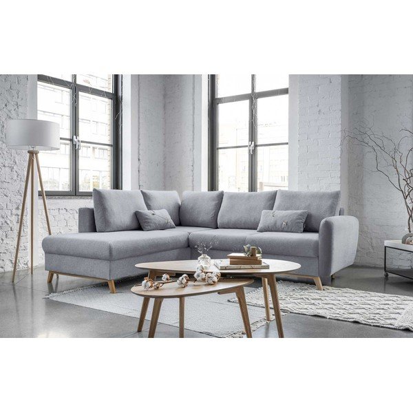 Světle šedá rozkládací rohová pohovka Miuform Scandic Lagom L, levý roh-image-3