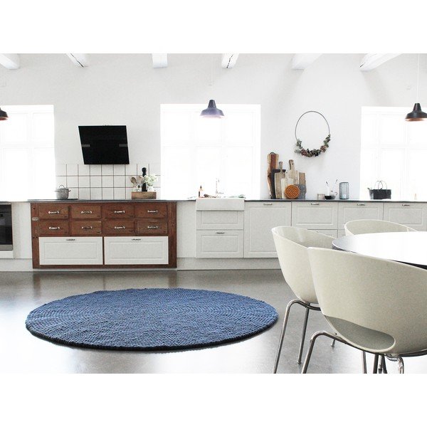 Modrý kuličkový vlněný koberec Wooldot Ball Rugs, ⌀ 200 cm-image-3
