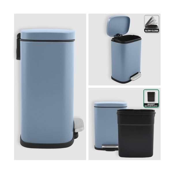 Světle modrý nášlapný ocelový odpadkový koš 5 l   Akira – Spirella-image-2