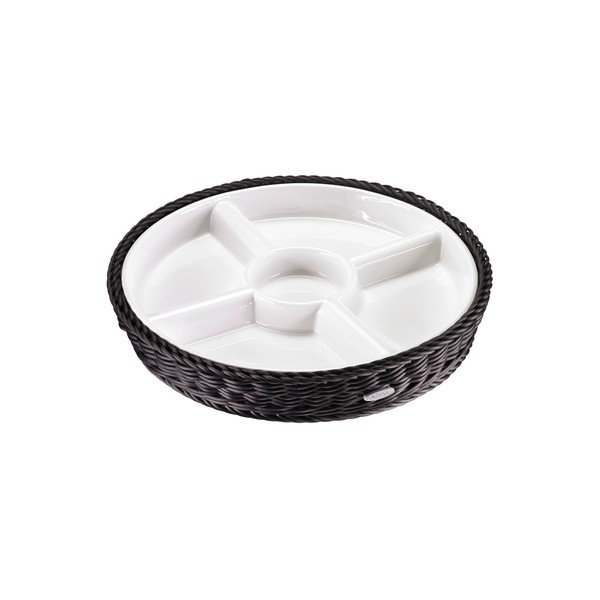 Porcelánová servírovací miska v černém košíku Saleen, ⌀ 28,5 cm