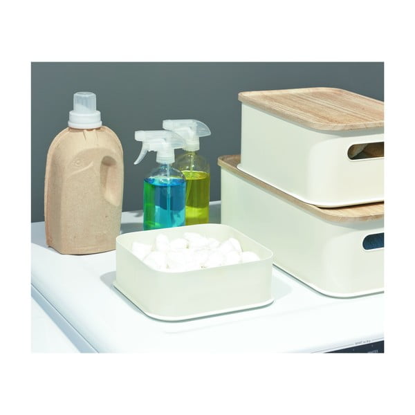 Bílý úložný box iDesign Eco, 21,3 x 21,3 cm-image-2