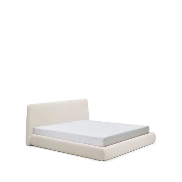 Béžová čalouněná dvoulůžková postel bez roštu 180x200 cm Martina – Kave Home-image-3