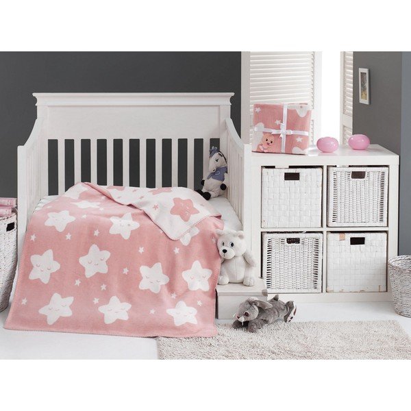 Růžová fleecová dětská deka 100x120 cm Star – Mijolnir-image-1