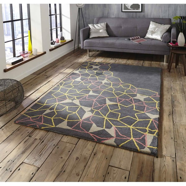 Šedo-žlutý koberec Think Rugs Spectrum Grey Stars, 150 x 230 cm