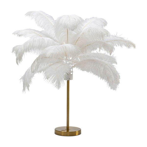 Bílá stolní lampa se stínidlem z peří (výška 60 cm) Feather Palm – Kare Design