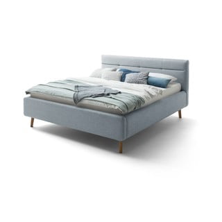 Šedomodrá čalouněná dvoulůžková postel s úložným prostorem a s roštem 160x200 cm Lotte - Meise Möbel
