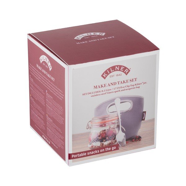Malý set cestovní sklenice s klipem, vidličky a tašky Kilner-image-1
