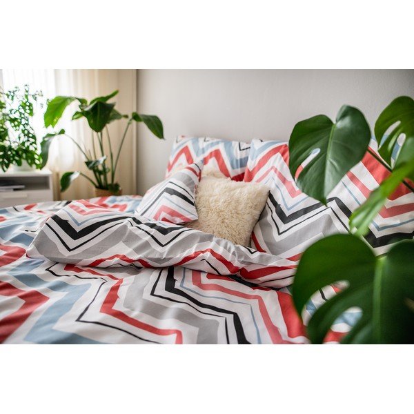 Modré/šedé 3dílné povlečení na jednolůžko z bavlněného saténu 140x200 cm Marina – JAHU collections-image-4