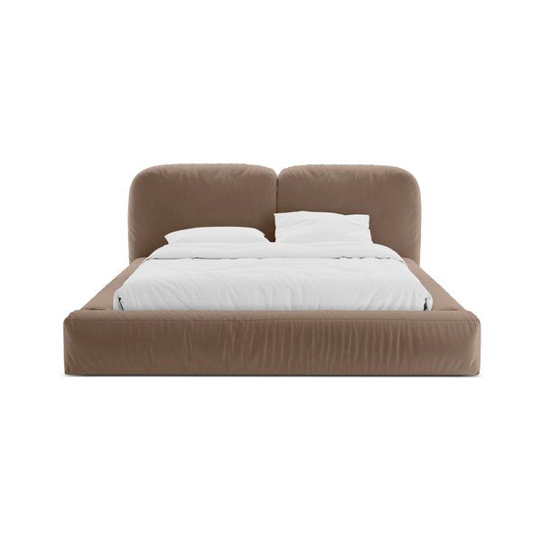 Světle hnědá čalouněná dvoulůžková postel s úložným prostorem s roštem 200x200 cm Martina – Micadoni -image-4