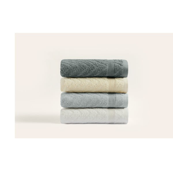 Žluto-šedé froté bavlněné ručníky v sadě 4 ks 50x90 cm – Foutastic