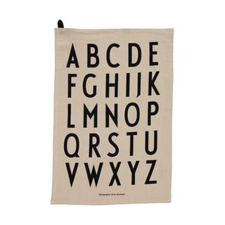 Béžová bavlněná utěrka Design Letters Alphabet, 40 x 60 cm