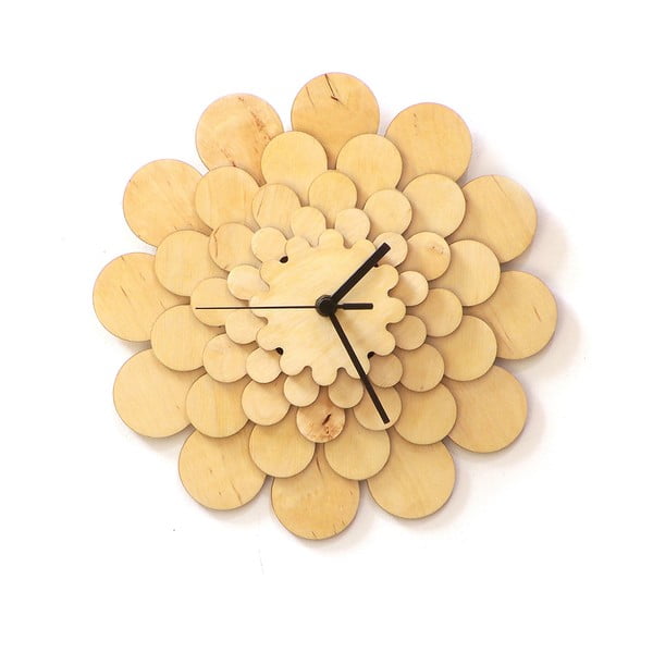 Dřevěné hodiny Flower, 29 cm