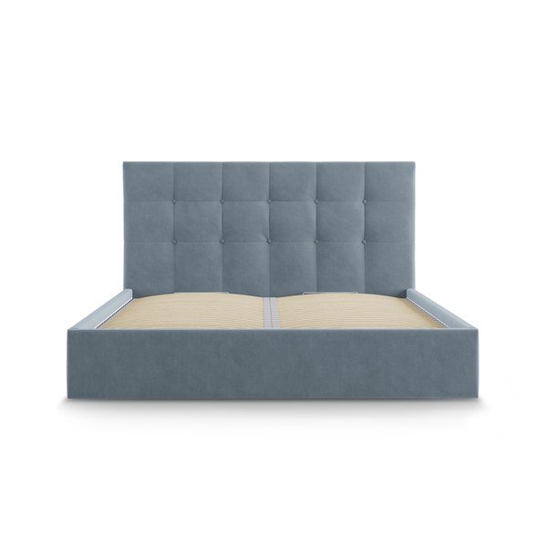 Světle modrá čalouněná dvoulůžková postel s úložným prostorem s roštem 180x200 cm Nerin – Mazzini Beds-image-2