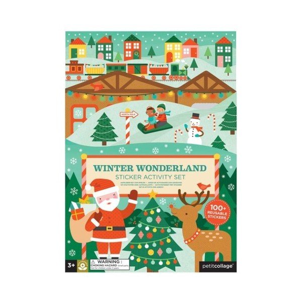 Skládací deska se samolepkami z recyklovaného papíru a rostlinného inkoustu Petit collage Fairy Winter Wonder
