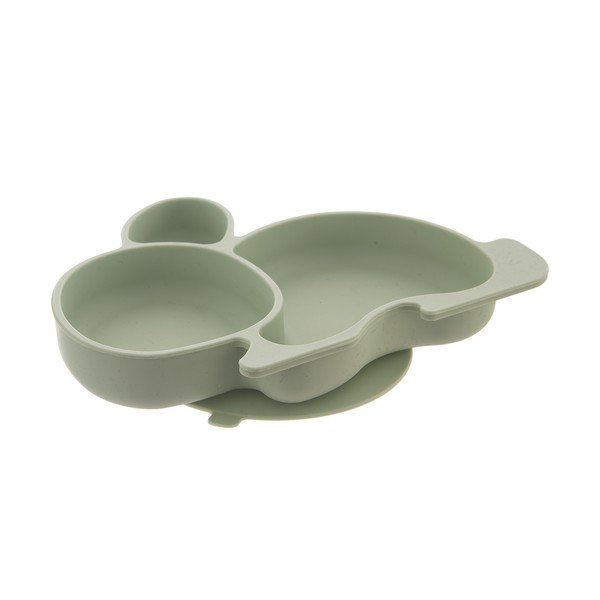 Šalvějově zelený silikonový dětský talíř 18x23 cm Bunny – Orion-image-3