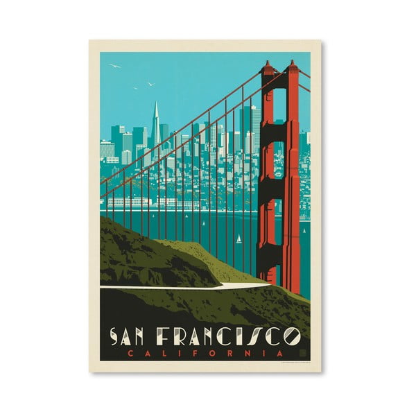 Plakát Americanflat Golden Gate, 42 x 30 cm