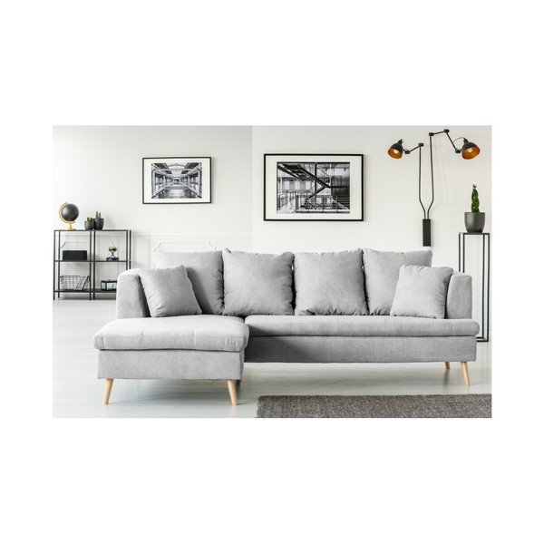Světle šedá pohovka pro čtyři s lenoškou na pravé straně Cosmopolitan design Newport-image-3