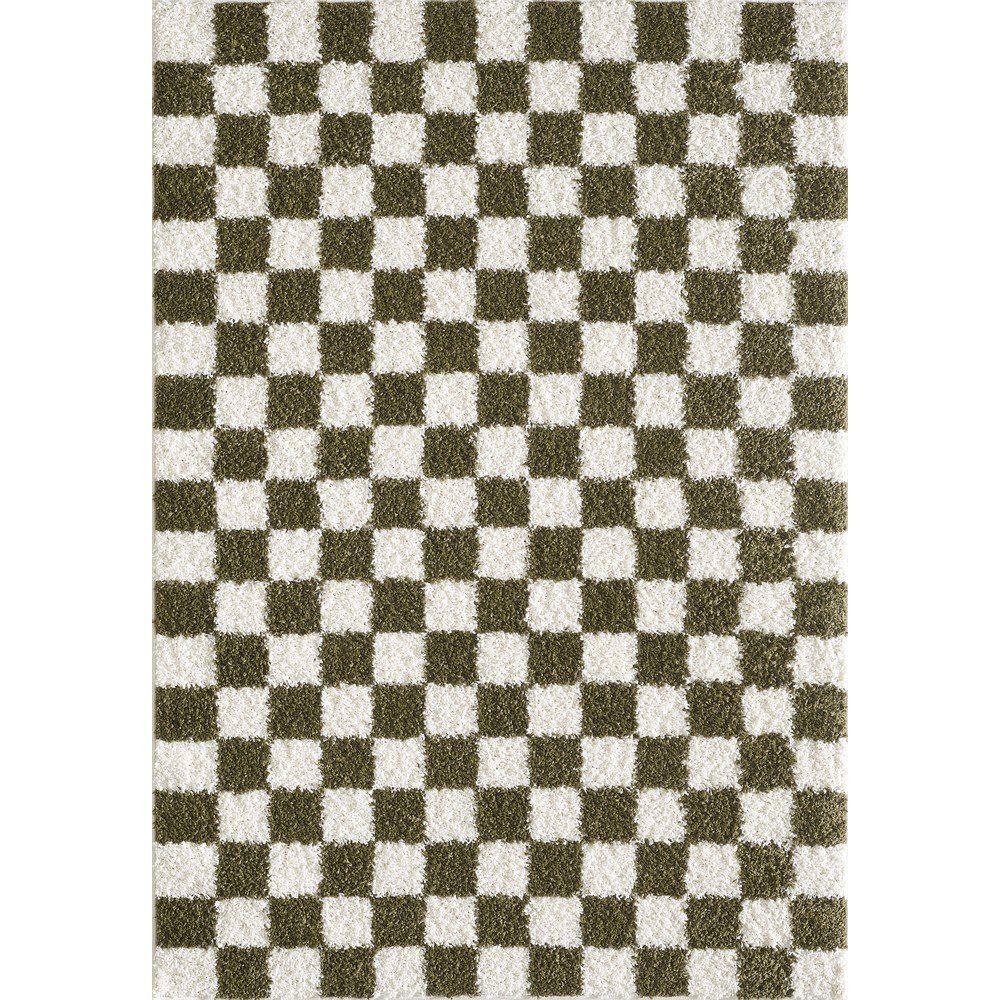 Tmavě zelený/krémový koberec 80x150 cm Grida – ESTE