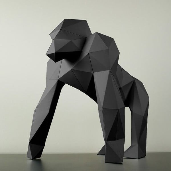 Papírová socha Gorila, černá