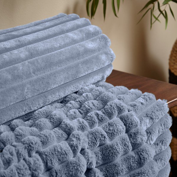 Modrá deka z mikroplyše 130x170 cm Cosy Ribbed – Catherine Lansfield-image-2