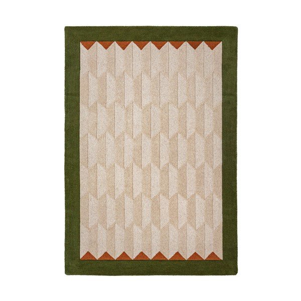 Zelený/v přírodní barvě ručně tkaný vlněný koberec 160x230 cm Apex Border Wool – Flair Rugs